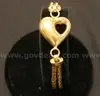 18K Yellow Gold Double Strand Bracelet W/Heart Charm, 17.2 Grams