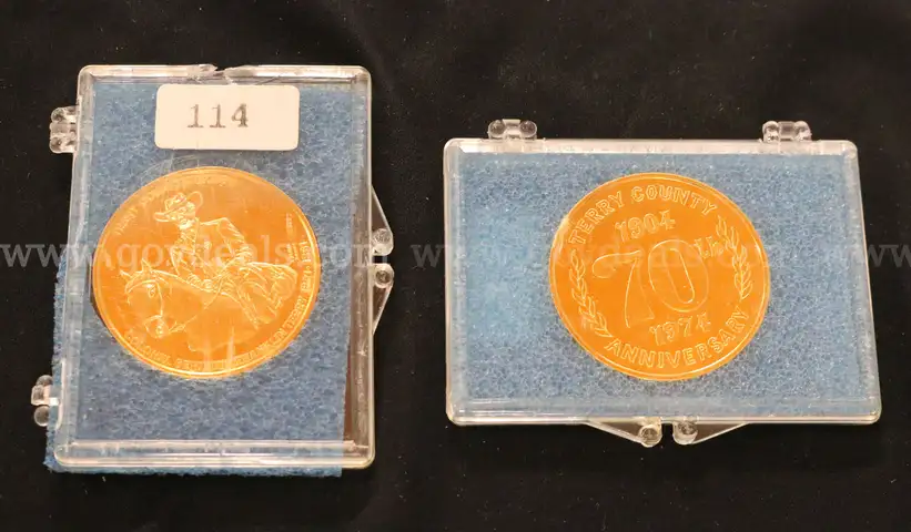 10- Terry County, Tx Commemorative Gold-Plated 1 Oz. Silver Rounds, 313.0