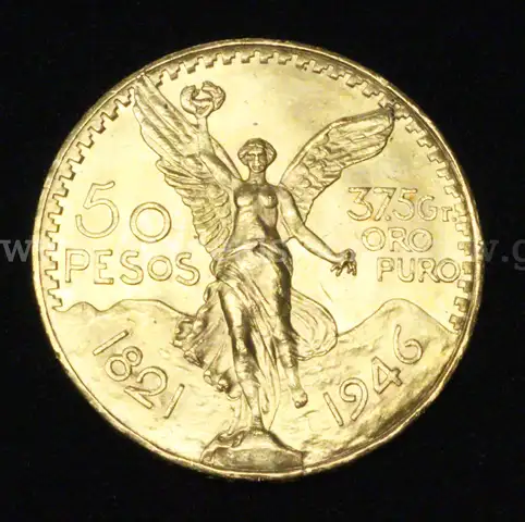 1946 Gold Mexico 50 Peso Coin, 41.6 Grams