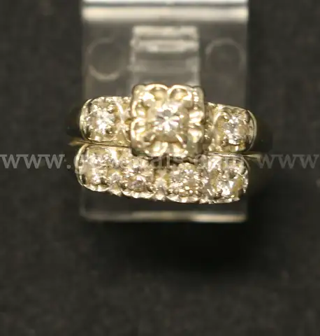 14K White Gold 2 Piece Diamond Wedding Set, 4.4 Grams