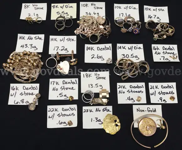 90 Pieces of Assorted Scrap Gold Jewelry, 196.3 Grams Total