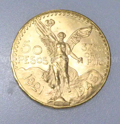 1945 Gold Mexico 50 Peso Coin, 41.6 Grams
