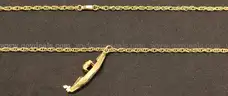 18k Yellow Gold Rope Chain with Enameled Venetian Boat Pendant, 16.1 Grams Total
