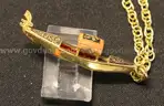 18k Yellow Gold Rope Chain with Enameled Venetian Boat Pendant, 16.1 Grams Total
