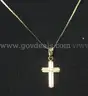 14k Yellow Gold Serpentine Necklace with Cross Pendant, 3.2 Grams Total