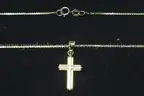 14k Yellow Gold Serpentine Necklace with Cross Pendant, 3.2 Grams Total