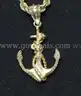 14k Yellow Gold Rope Chain with Diamond Cut Anchor Pendant, 28.6 Grams Total