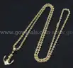14k Yellow Gold Rope Chain with Diamond Cut Anchor Pendant, 28.6 Grams Total