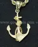 14k Yellow Gold Rope Chain with Diamond Cut Anchor Pendant, 28.6 Grams Total