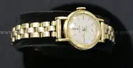 18k Yellow Gold Ladies Rolex Precision Watch with Gold-Plated Band