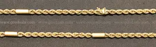 14k Yellow Gold Rope Chain with Barrel Spacers, 14.9 Grams