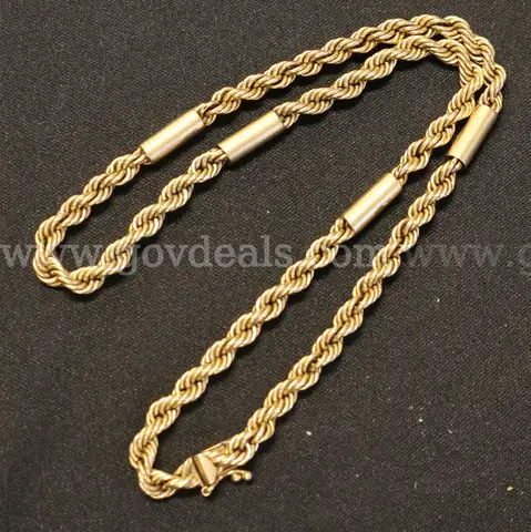 14k Yellow Gold Rope Chain with Barrel Spacers, 14.9 Grams