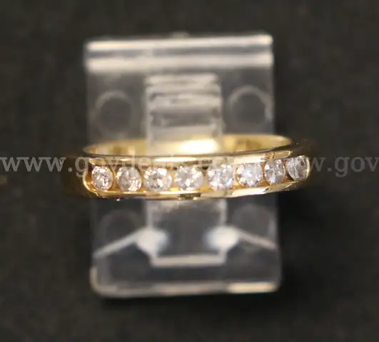 14k Yellow Gold Band with Channel Set Diamonds, 4.9 Grams