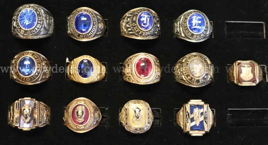 13 Assorted 10K Gold Class Rings, 153.9 Grams