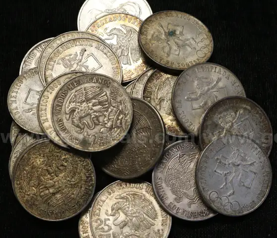 26 Assorted Silver Mexico Coins, 598.21 Grams