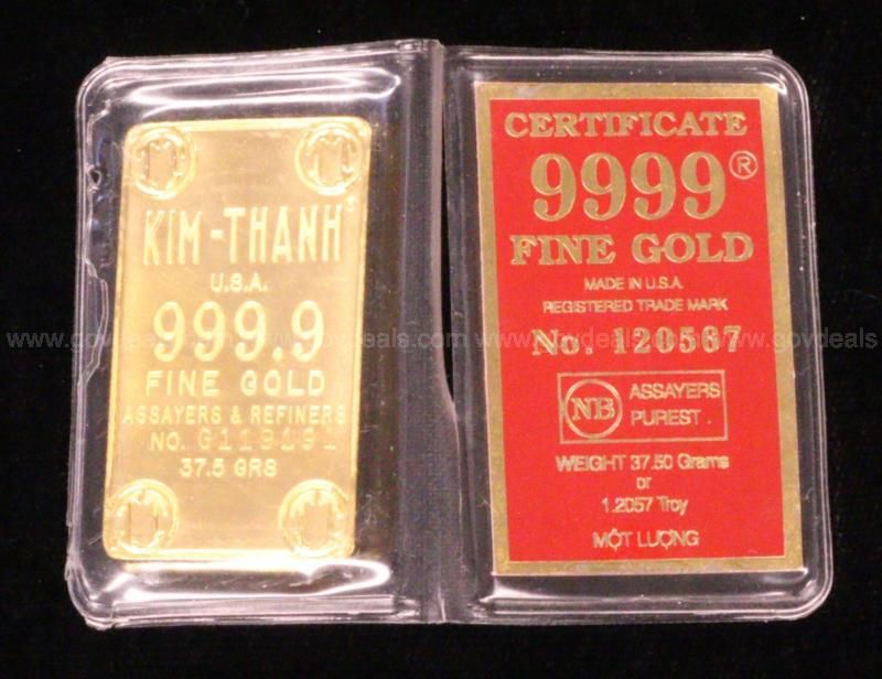 24K Kim- Thanh 999.9 Fine Gold Bar, 37.5 Grams | GovDeals