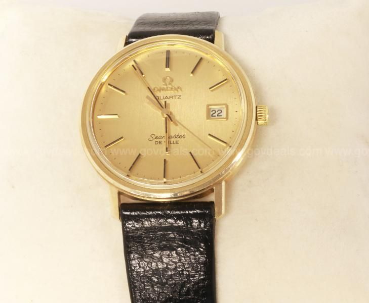 Omega Seamaster Deville 10K Gild Filled Watch With Leather Band