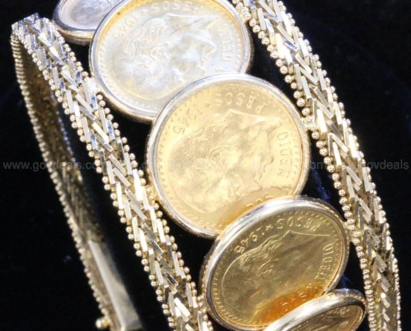 Mexican gold clearance coin bracelet