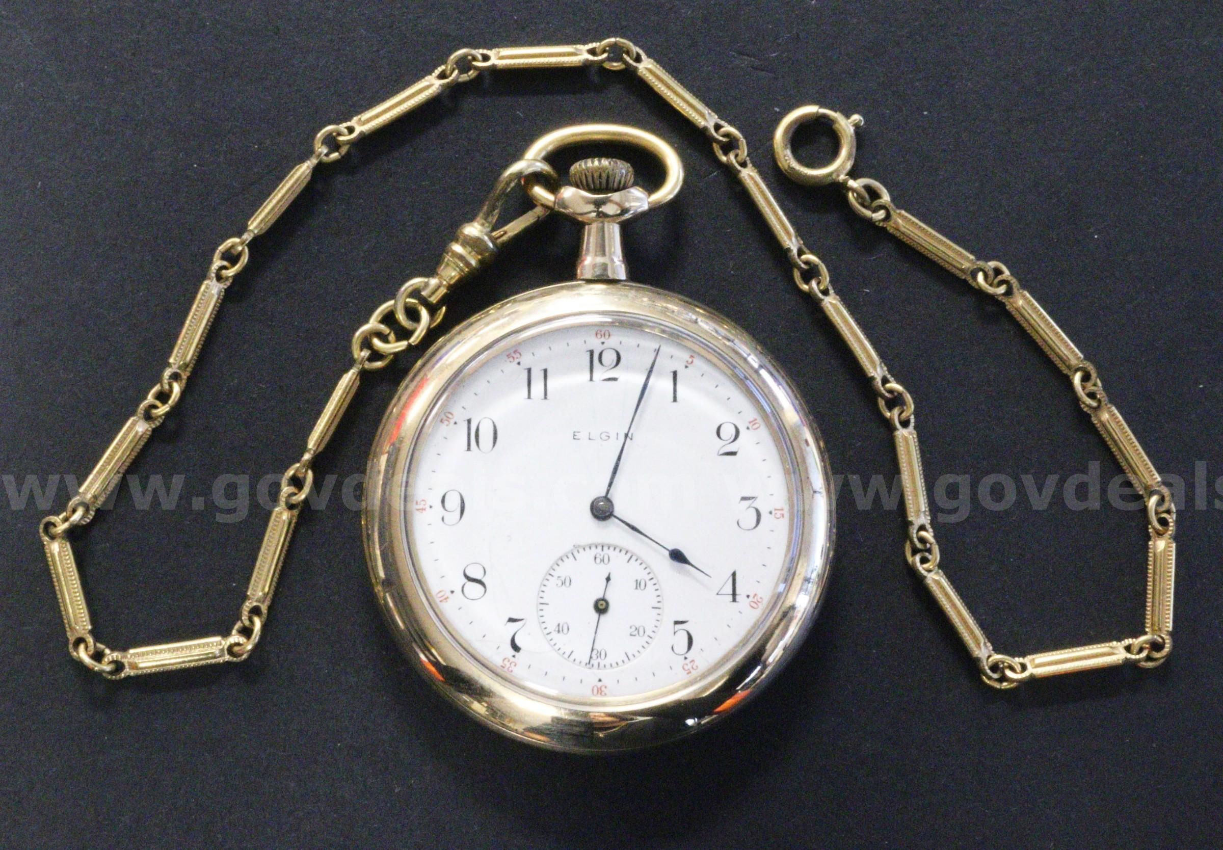 Vintage Elgin 7 Jewel Pocket Watch With Gold Plated Case | GovDeals