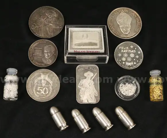 14 Assorted Silver Pieces Bullion Rounds, Bar, Stamp, Flake &#x26; More, 372.7 Grams