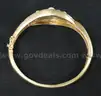 14K Yellow Gold Hinged Bangle With Pearls &#x26; Diamonds, 30.0 Grams