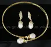 14K Yellow Gold Bracelet &#x26; Earring Set With Pearls &#x26; Diamonds, 10.0 Grams