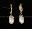 14K Yellow Gold Bracelet &#x26; Earring Set With Pearls &#x26; Diamonds, 10.0 Grams