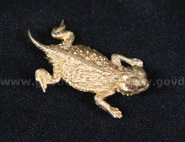 10K Yellow Gold Horned Toad Design Pin/Brooch, 6.0 Grams