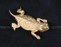 10K Yellow Gold Horned Toad Design Pin/Brooch, 6.0 Grams