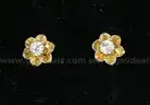 14K Yellow Gold Stud/Flower Design Earring With Diamonds, 1.8 Grams