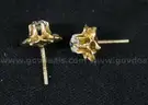 14K Yellow Gold Stud/Flower Design Earring With Diamonds, 1.8 Grams