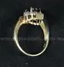 14K Yellow Gold Ring With Blue Stone &#x26; Diamonds, 4.4 Grams