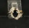 14K Yellow Gold Ring With Blue Stone &#x26; Diamonds, 4.4 Grams