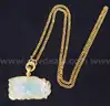 22K Yellow Gold Link Necklace With Carved Green Stone Pendant, 14.5 Grams