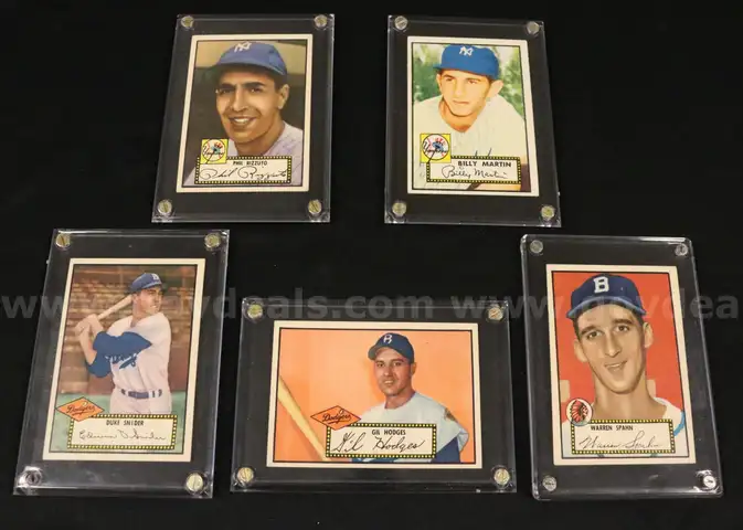 5- 1952 Topps Baseball Cards