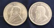 2 South African Krugerrand 1 Ounce Coins, 67.8 grams