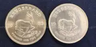 2 South African Krugerrand 1 Ounce Coins, 67.8 grams