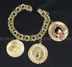 14K Yellow Gold Double Curb Link Bracelet W/3 Charms, 62.2 Grams