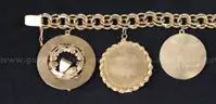 14K Yellow Gold Double Curb Link Bracelet W/3 Charms, 62.2 Grams