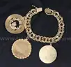 14K Yellow Gold Double Curb Link Bracelet W/3 Charms, 62.2 Grams