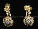 14K Yellow Gold Dangle/Flower Design Earring With Diamonds, 3.6 Grams