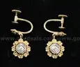 14K Yellow Gold Dangle/Flower Design Earring With Diamonds, 3.6 Grams