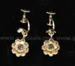 14K Yellow Gold Dangle/Flower Design Earring With Diamonds, 3.6 Grams