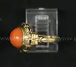 14K Yellow Gold Dome Design Ring With Coral Stone, 4.1 Grams