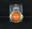 14K Yellow Gold Dome Design Ring With Coral Stone, 4.1 Grams