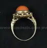 14K Yellow Gold Dome Design Ring With Coral Stone, 4.1 Grams