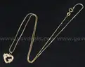 14K Yellow Gold Box Link Necklace With Heart Pendant, 3.1 Grams