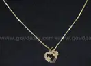 14K Yellow Gold Box Link Necklace With Heart Pendant, 3.1 Grams