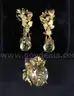 10K Yellow Gold Ring &#x26; Dangle Earring Set With Yellow Stones, 13.8 Grams