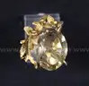 10K Yellow Gold Ring &#x26; Dangle Earring Set With Yellow Stones, 13.8 Grams